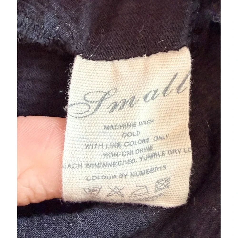 Y2K Babydoll Tank Top Lace Trim Black Cottagecore Boho Womens Small Gauze Flowy - Picture 6 of 6